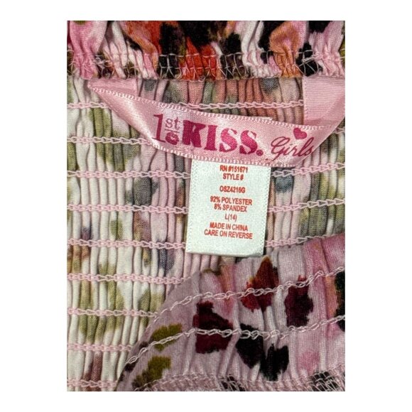 Girls 1st Kiss Pink Leopard Off-Shoulder Smocked Top & Shorts Set L/14 - Picture 5 of 9